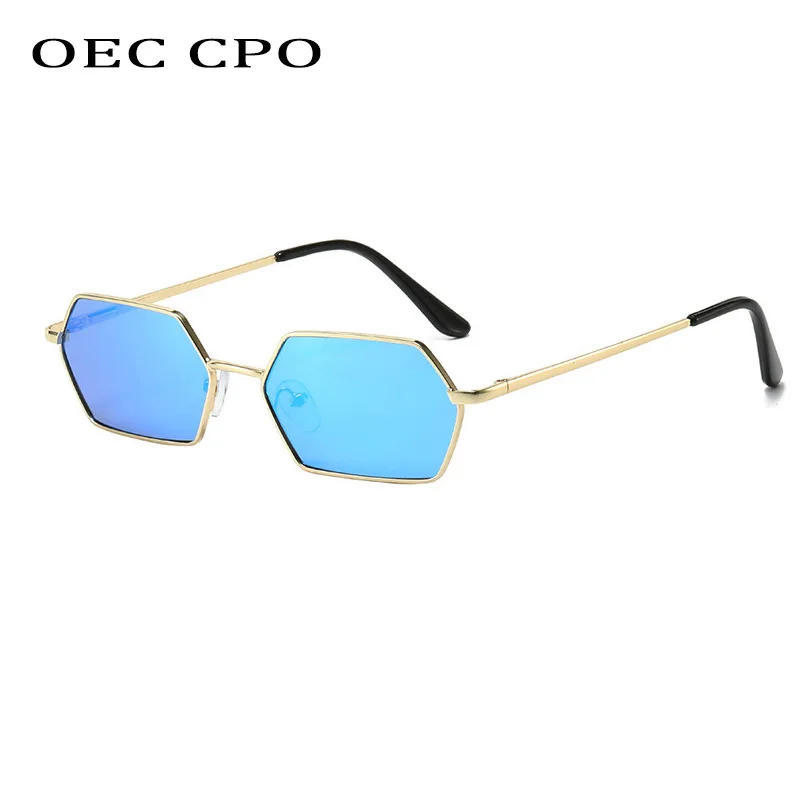 Classic Polygon Sunglasses Men Brand Design Fashion Small Frame Red Mirror Coating Sun Glasses Female Square Eyewear Shade UV400