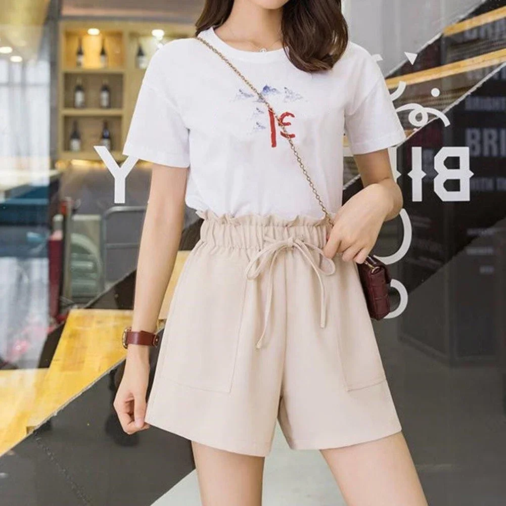 Workwear Women Pants Worn Outside Casual High-waisted Korean-style S-5XL Shorts Slim Solid Color Spring Summer