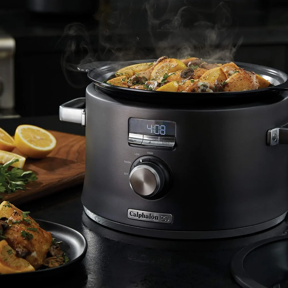 Slow Cooker with Digital Timer and Programmable Controls, 5.3 Quarts,Stainless Steel,Ceramic cooking surface is 11x more durable