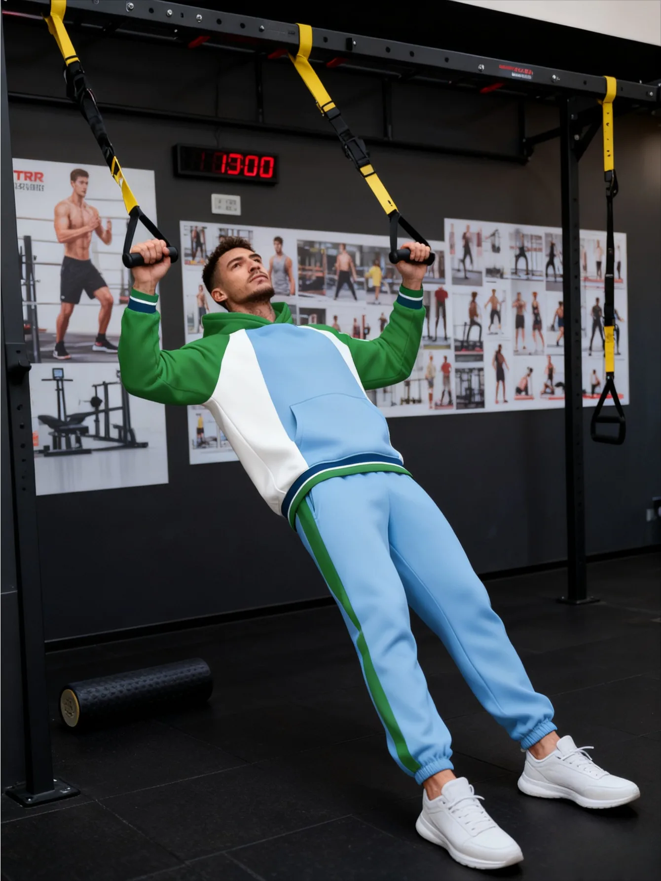 メンズデジタルプリントのおしゃれなカジュアルフード付きセット（2点セット）