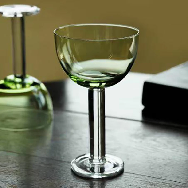 

180ml 6oz Vintage Champagne Coupe Green Top Transparent Stem Glass Goblet Cup Elegant Cocktail Glasses Cups 1 Piece