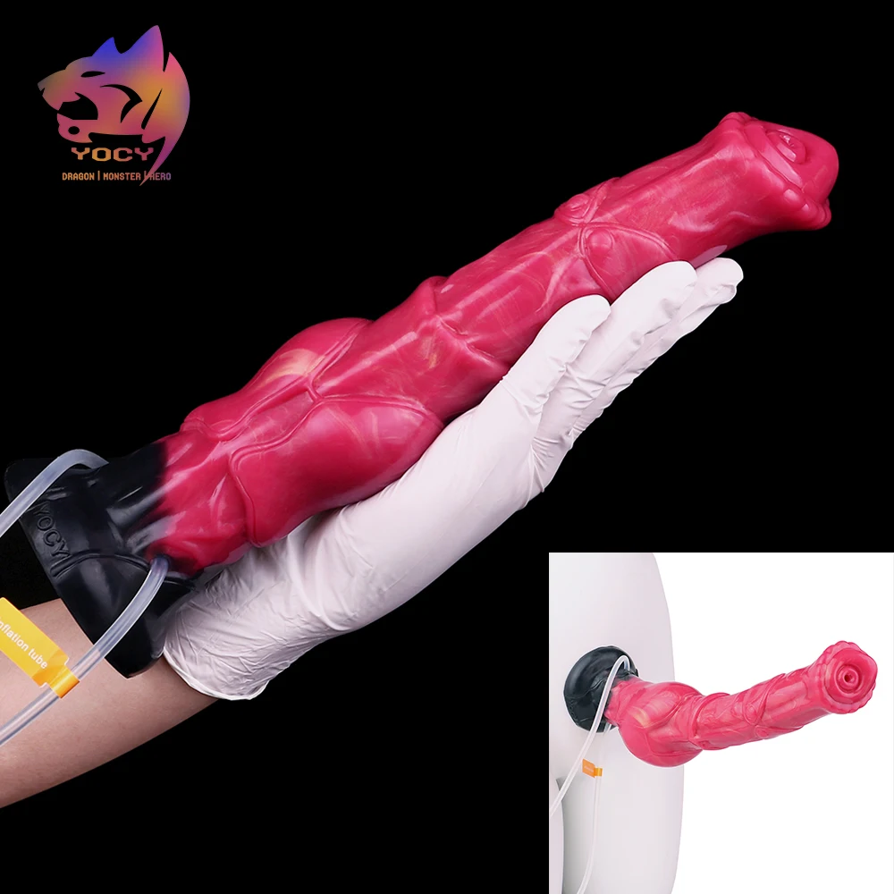 YOCY نفخ طويل الحصان دسار Squiritng معقود القضيب جهاز تدليك للمهبل سيليكون الشرج ألعاب جنسية للنساء الاستمناء