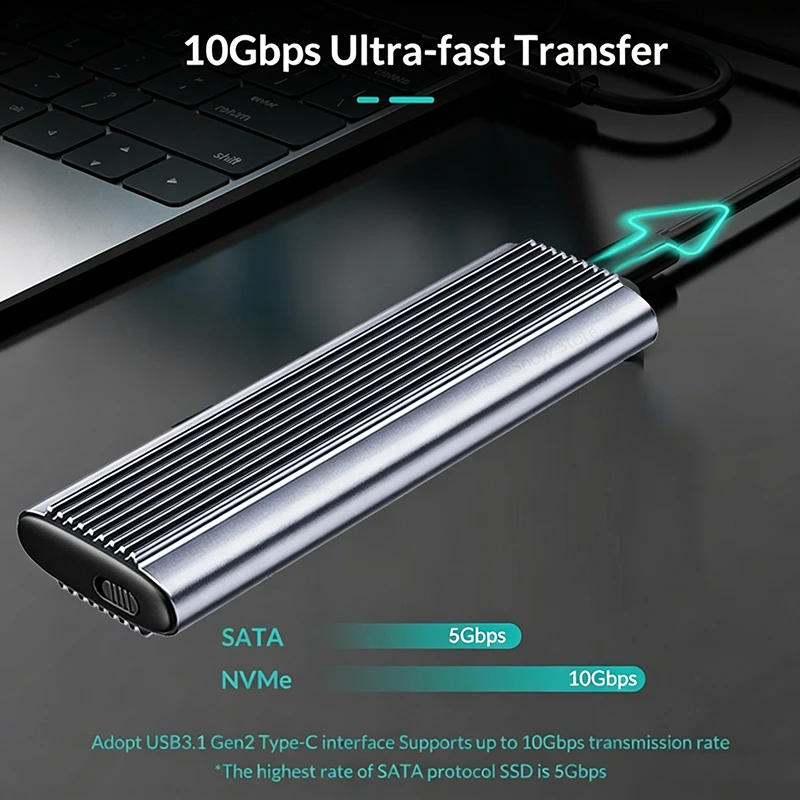  KEBIDUMEI SATA M.2 NVMe SSD Enclosure Dual Portocol NVMe to USB Adapter USB 3.1 Gen1 USB C External Case Box Aluminum alloy