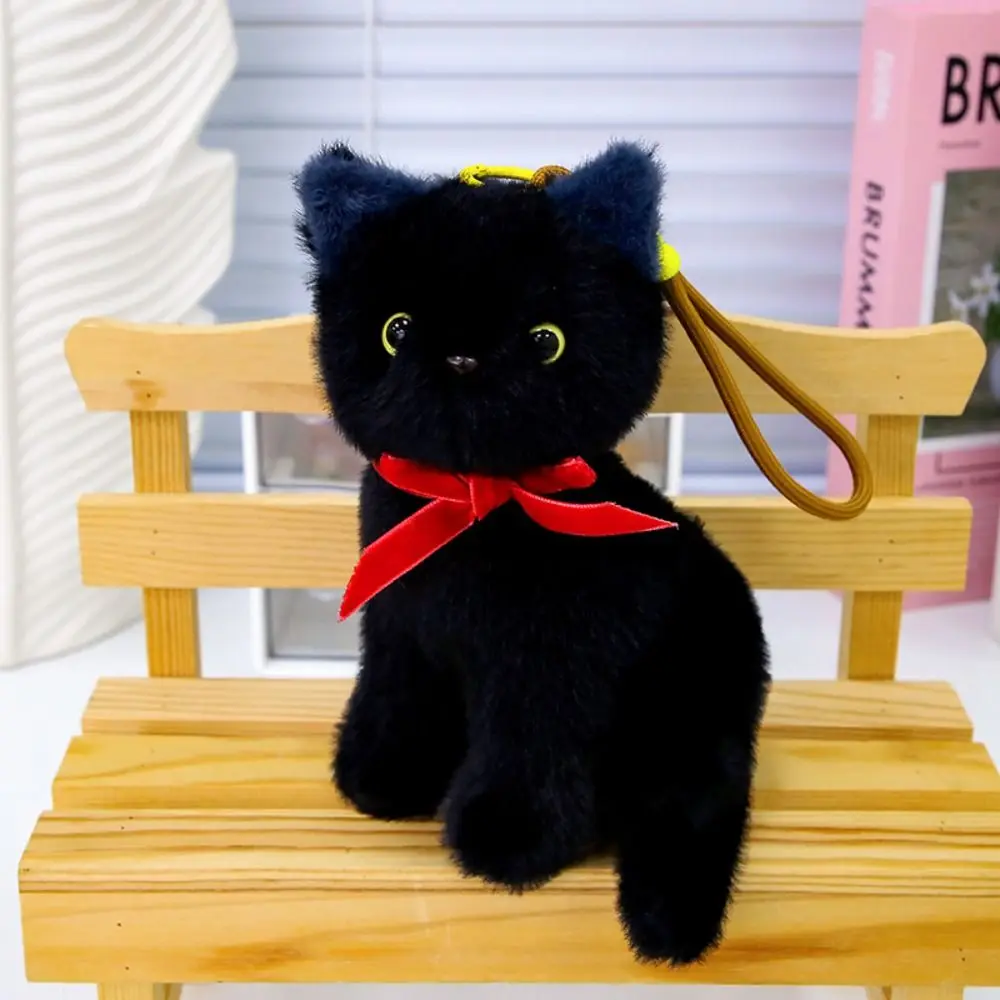 Stuffed Animal Keyring PP Cotton Small Cat Keychain Lifelike Fluffy Cat Bag Pendant Ornaments Hanging Simulated Cat Friend view 4