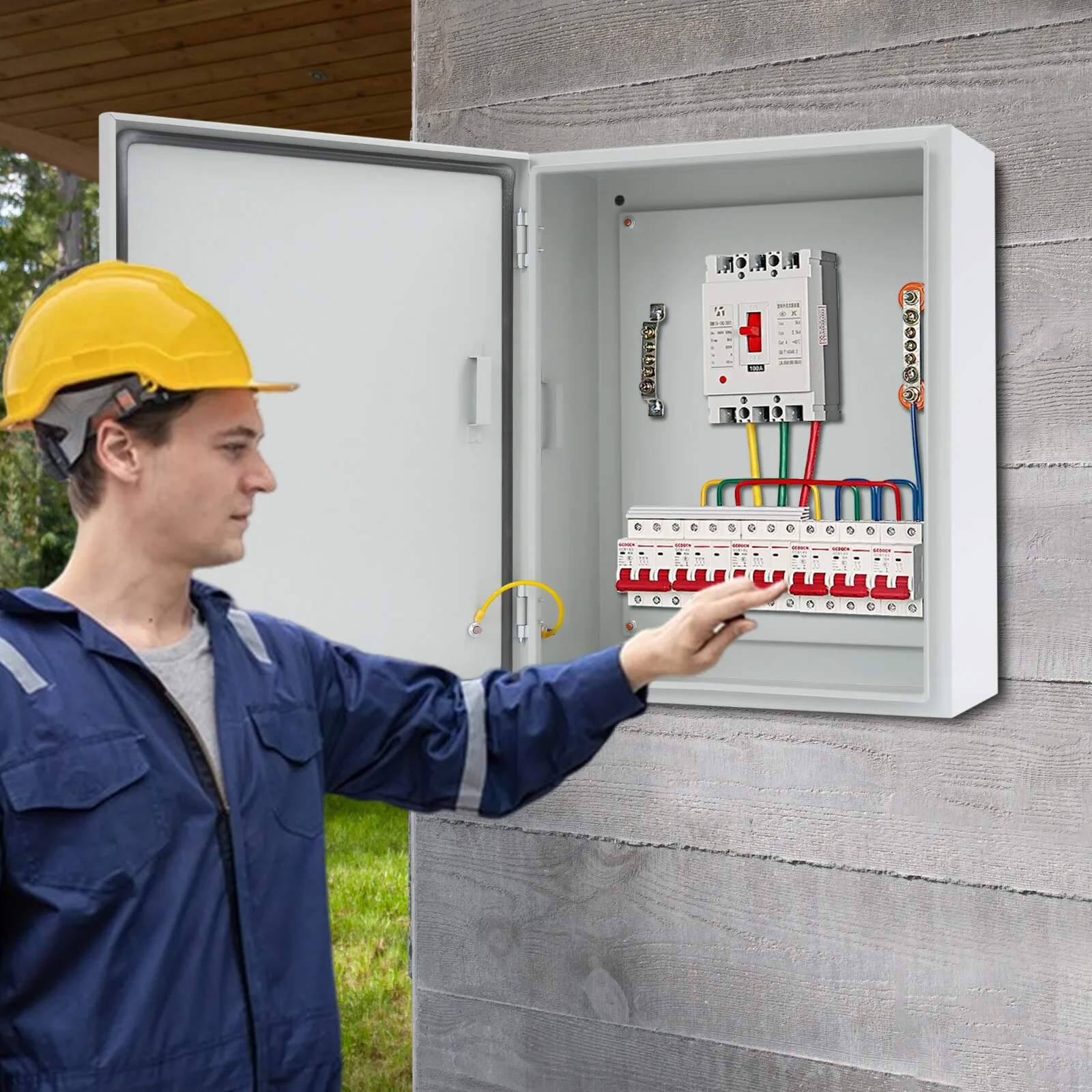 Distribution Box 50x40x20cm, Outdoor Electrical Box, Waterproof IP55, Cold Rolled Steel Paint Sprayed, Security Lock, Removable Backplate, Wall Mount, Cable Junction Box