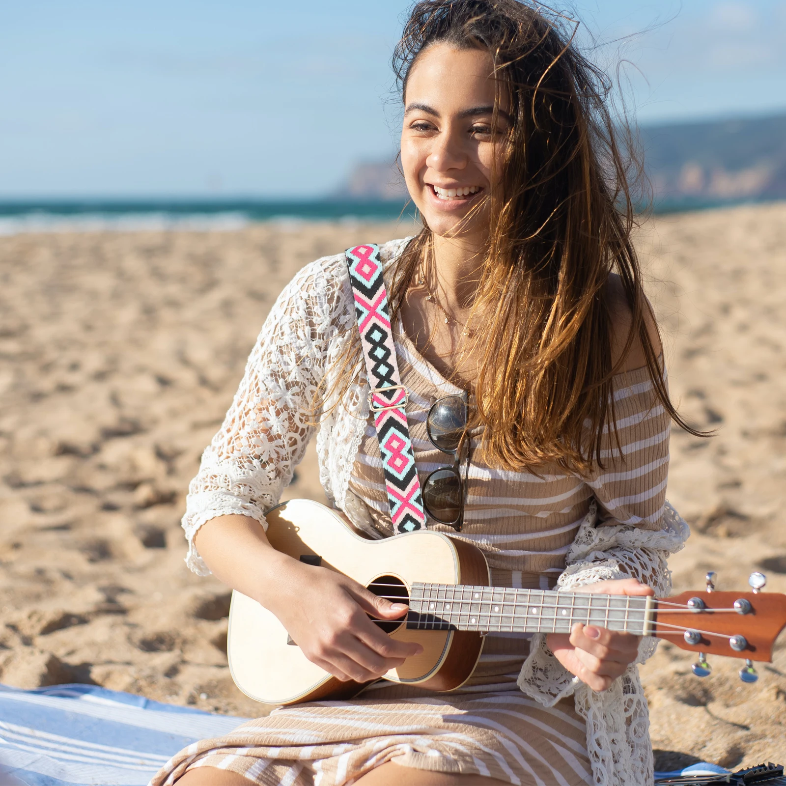 

Guitar Shoulder Strap Adjustable Polyester Cotton Belt For Electric Folk Guitar Durable Replacement Accessory Gift Decor