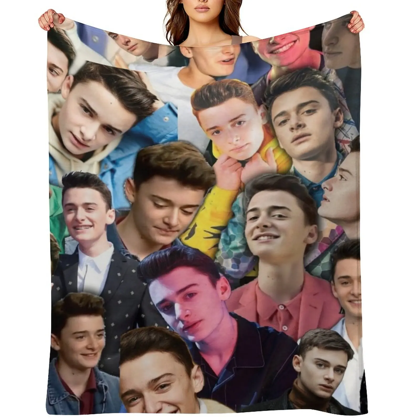 

noah schnapp collage Throw Blanket Tourist Hairy christmas decoration Summer Beddings Blankets