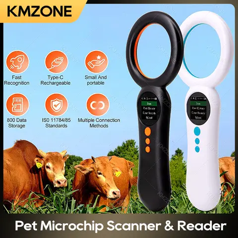 Portable Pet Microchip Reader OLED Display 134.2Khz 125Khz Animal Chip Scanner 800 Records Memory for Dogs Cats Tags RFID Reader