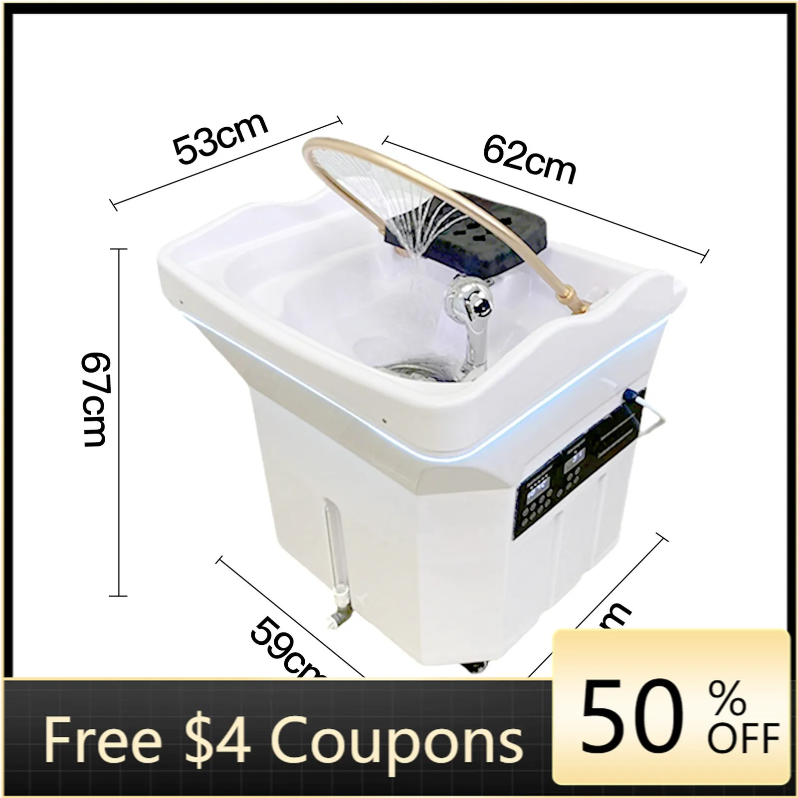 Portable Head Spa Shampoo Basin with Steamer Fumigation Machine Mobile Hair Washing Bowl for Salon Home Head Therapy