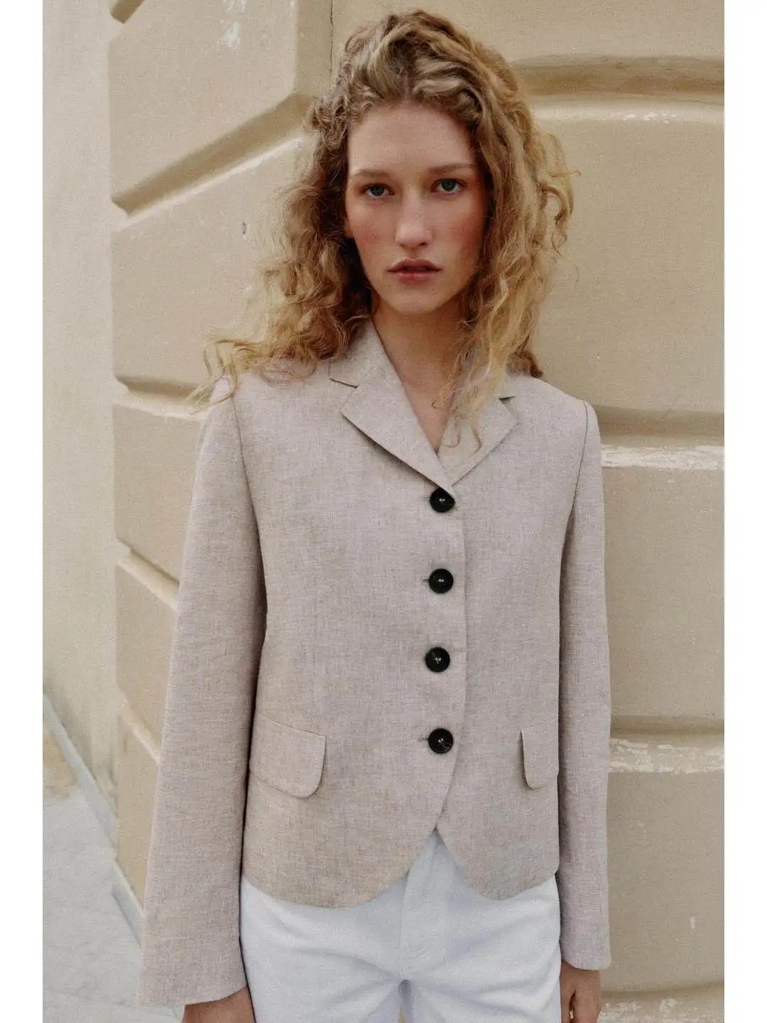 Casual Long Sleeve Tailored Jacket Commute Style Simple Fashionable Women's Polyester Fiber Short Coat Single Button Closure