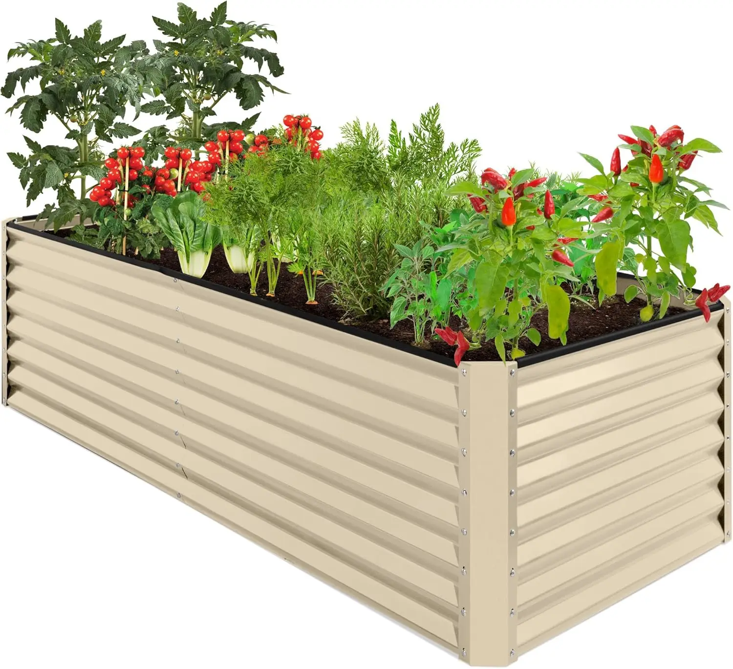 

8x4x2ft Outdoor Metal Raised Garden Bed, Deep Root Planter Box for Vegetables, Flowers, Herbs, and Succulents w/ 478 Gallon Capa