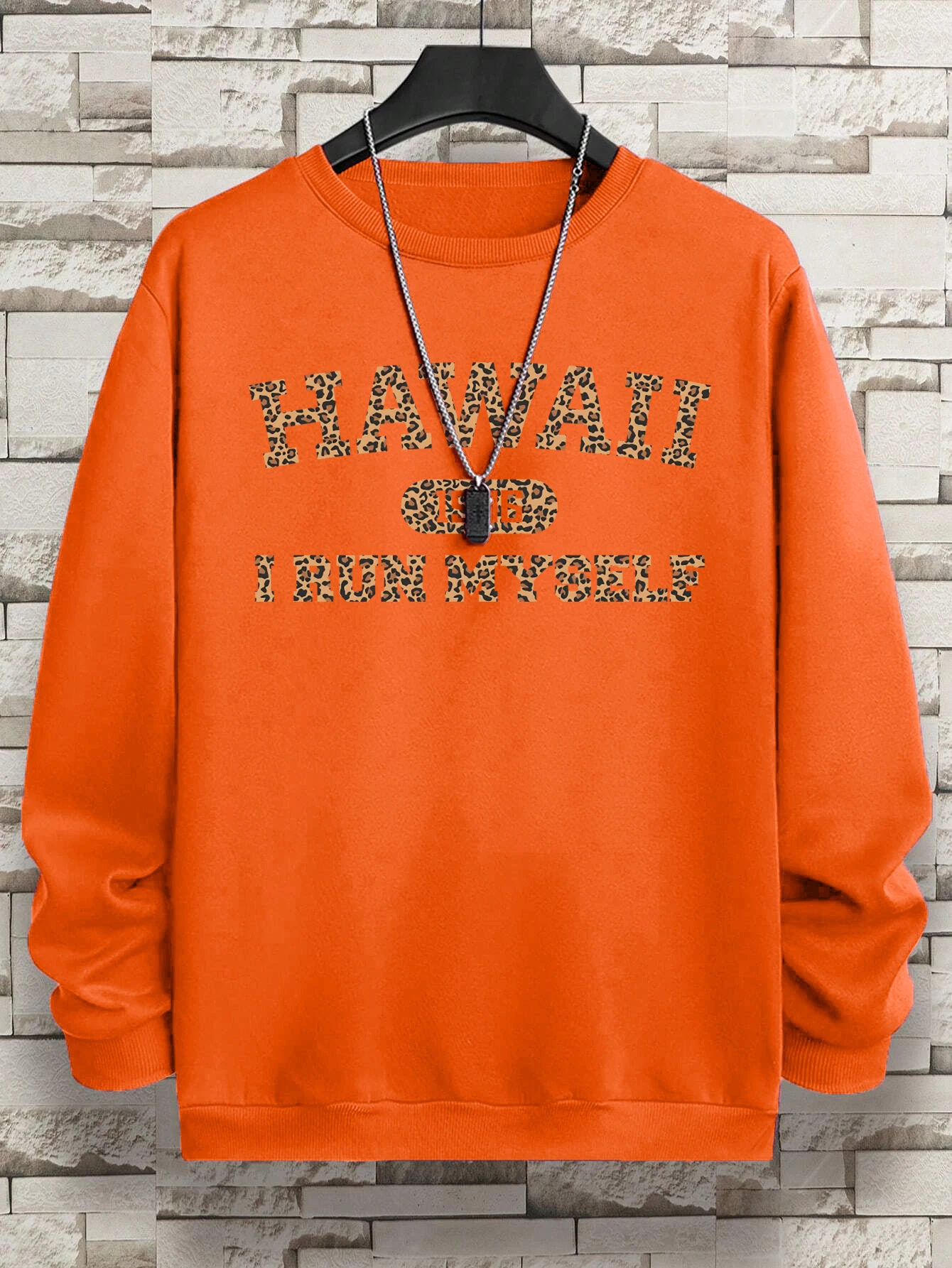 Hawaii I Run Myself City Print Pullover Men Soft Hip Hop Long Sleeve Retro O-Neck Fashion Top Unisex Colour Fleece Clothes