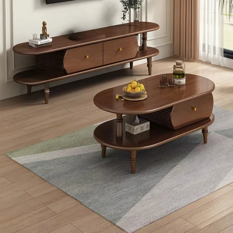 

Coffee table TV cabinet set All solid wood home furniture Living room floor cabinet