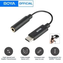 BOYA BY-K6 3.5mm TRS (Female) to Type-C Microphone Adapter Audio Adapter for DJI OSMO Pocket 1/2 External Adapter Recording