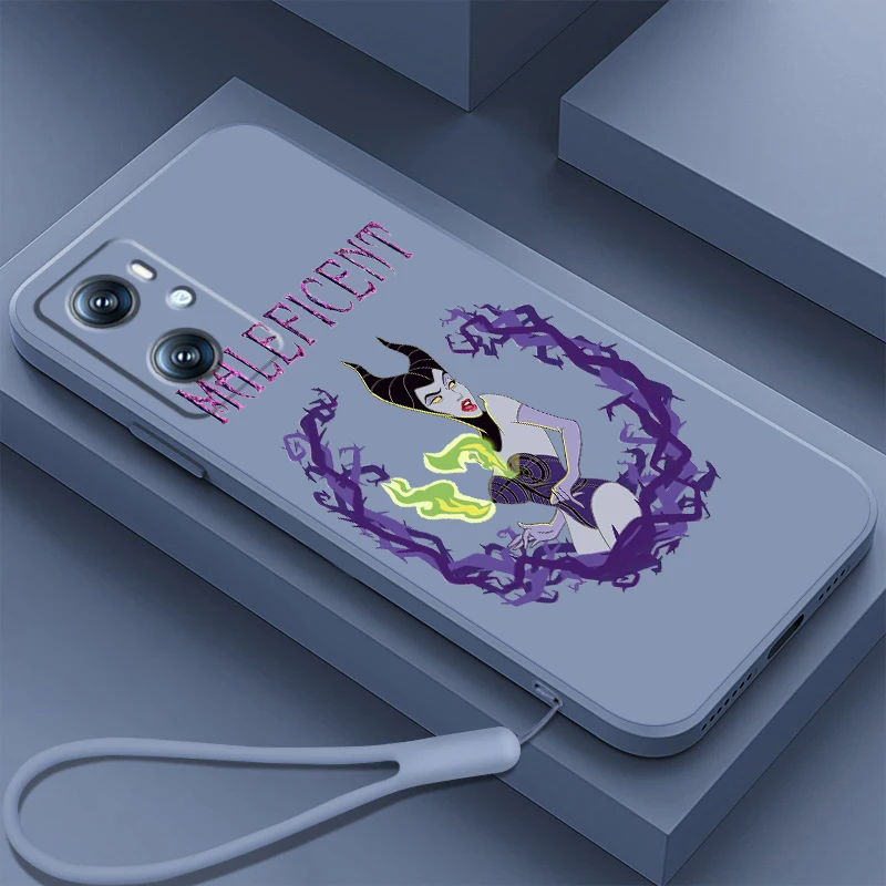 Disney Maleficent Art Liquid Rope For OPPO Find X6 X5 X3 A98 A96 A94 A93 A77 A76 A74 A72 A57 A53 A16 5G TPU Phone Case