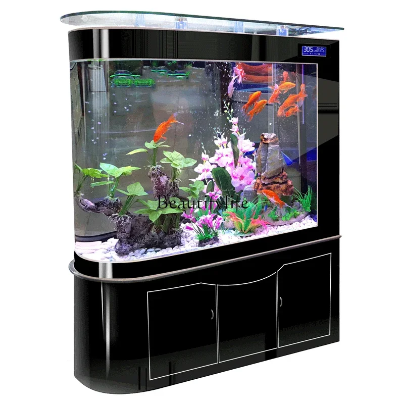 

FG52Fish tank living room screen partition modern light luxury aquarium large bottom filter