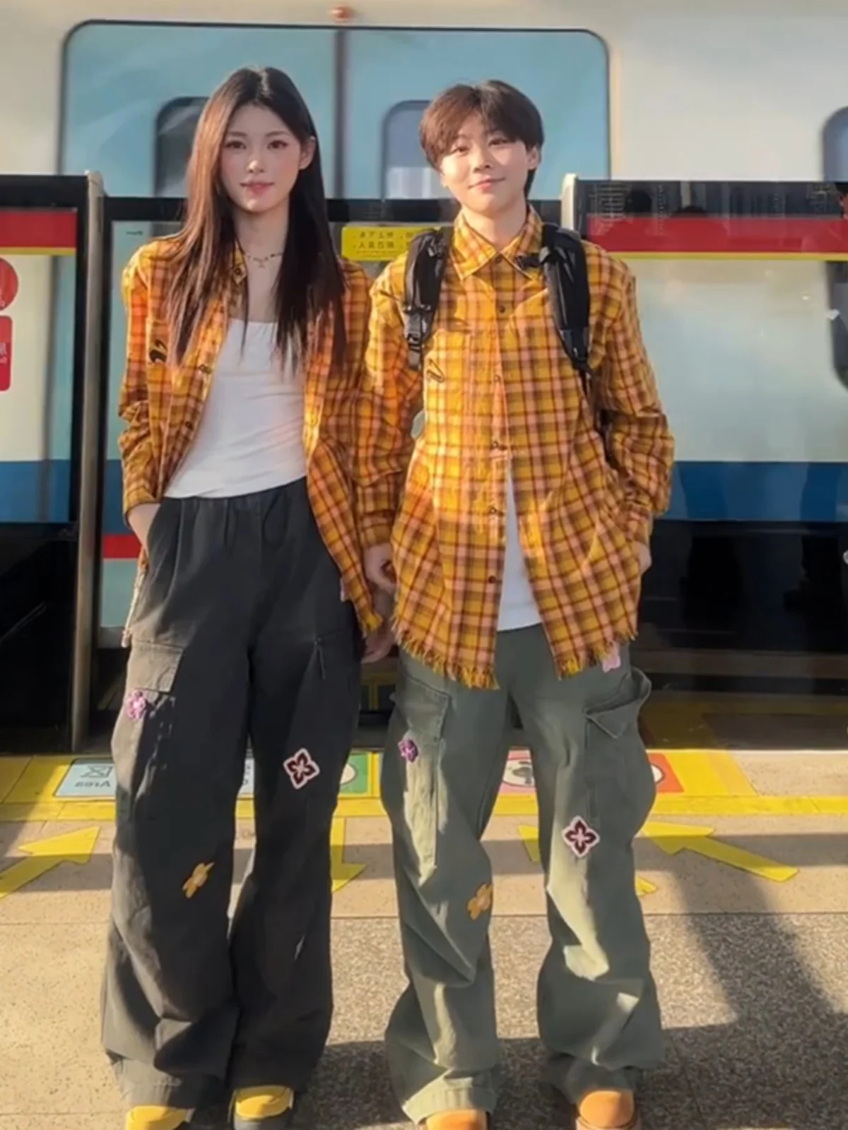 

American Style Long Sleeve Yellow Plaid Casual Shirt Men's Spring Autumn Lazy Style Plaid Shirt Cleanfit Jacket for Teens