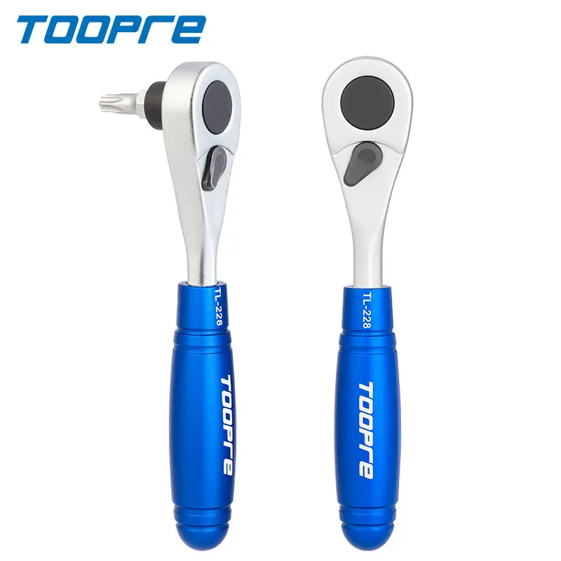 TOOPRE Bicycle Repair Kits Mini Ratchet Wrench Multifunctional Tool 6sockets Head Bike Tyre Tools Allen Key Screwdriver