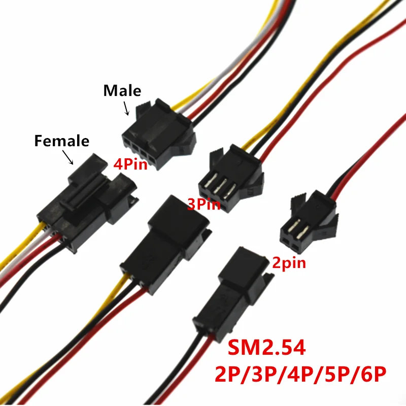 1-10 pairs 2/3/4 Pin SM JST Plug Male and Female Wire Connector for Led Strip RGB 5050 3528 WS2801 APA02 WS2815 WS2813