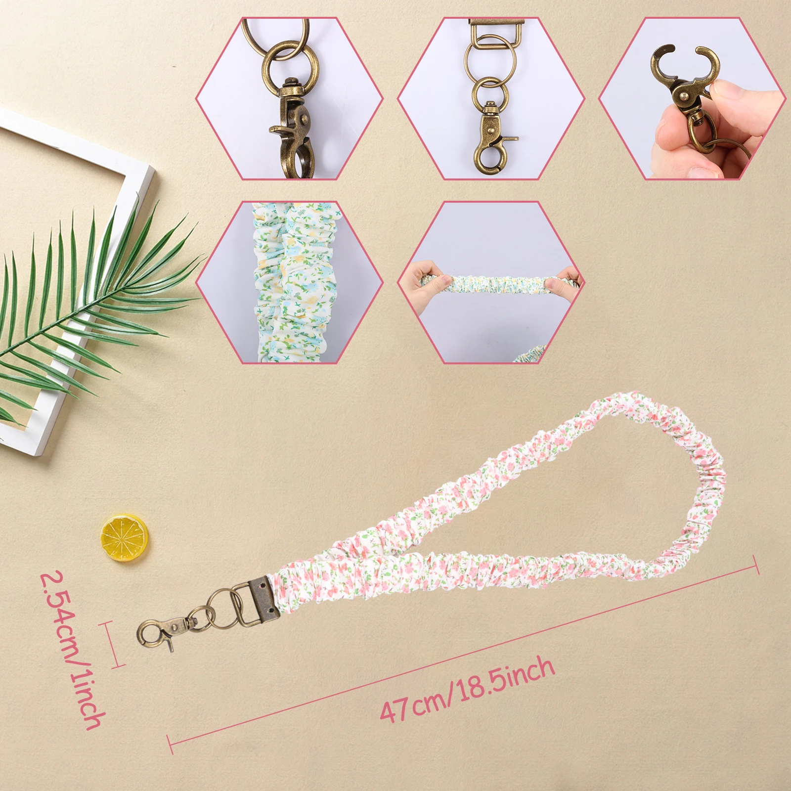 6 Pcs Keychain on the Phone Lanyard Key Ring Neck Necklace Elastic Lanyard Keychain Anti-lost Stretchy Scrunchie Lanyard Chain