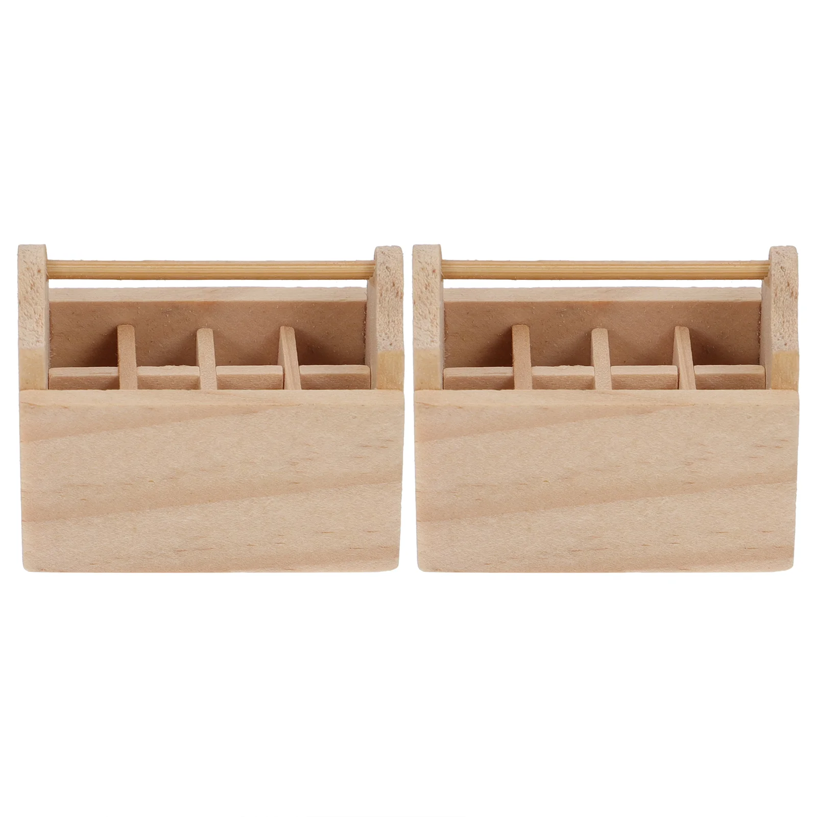 2 Pcs Dollhouse Accessories Toys Mini Furniture Decor Toolbox Model DIY Wooden Photo Prop Miniature Decoration