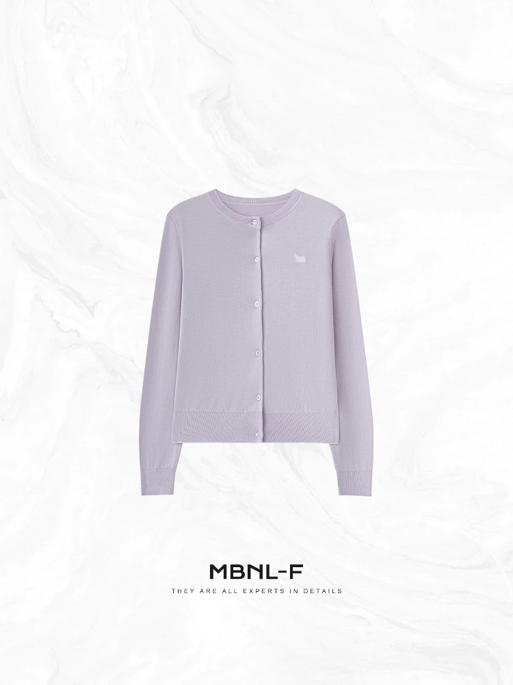 

Кардиган MBNLF из овечьей шерсти, круглый вырез, открытый, для ранней осени, модный женский вязаный свитер XMXSY32