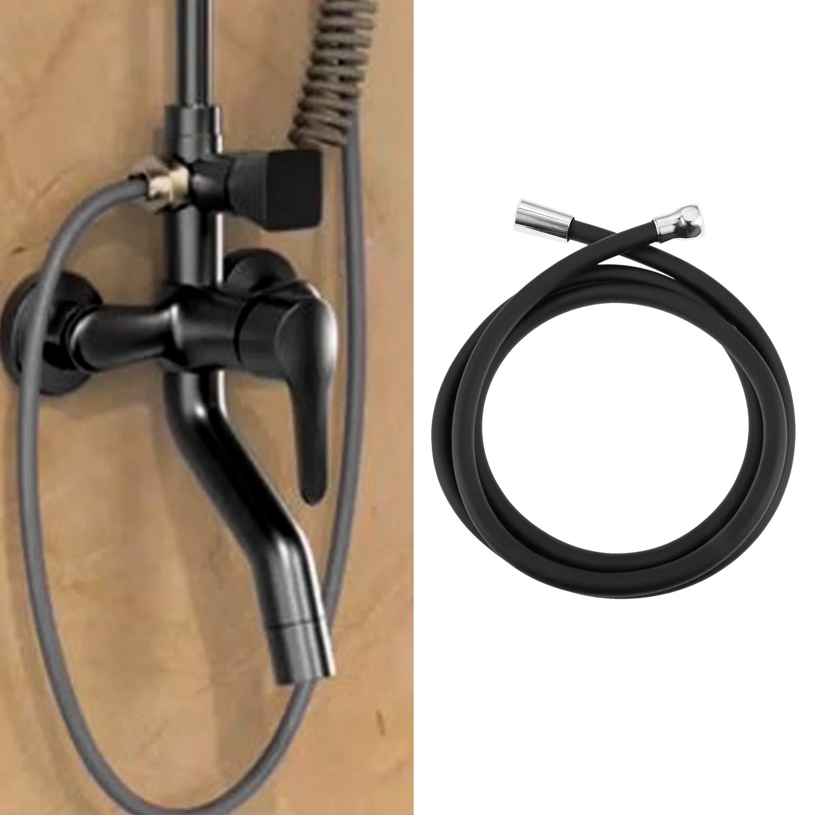 1Pc 59/79 Inch Handheld Silicone Shower Hose Gray/black/white with Two Washers Fits for Filling Fish Tanks,cleaning Baby Diapers