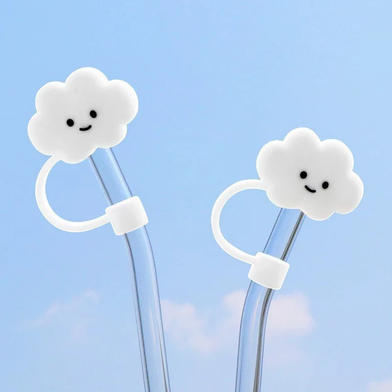 1PC Silicone Straw Cartoon Cute clouds Plugs Cover Drinking Dust Caps Kit Reusable Straw Tip Lids Cup Straw Accessories