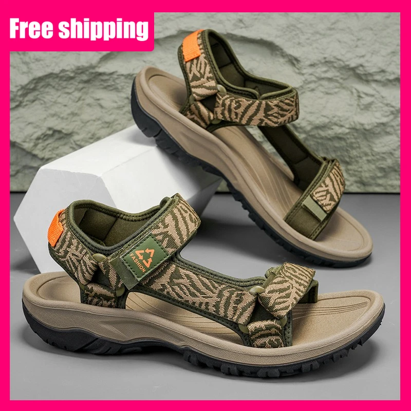 

Мужские сандалии, летние повседневные легкие пляжные туфли с открытым носком и регулируемыми ремешками, удобные быстросохнущие сандалии для ежедневных прогулок, мужские сандалии