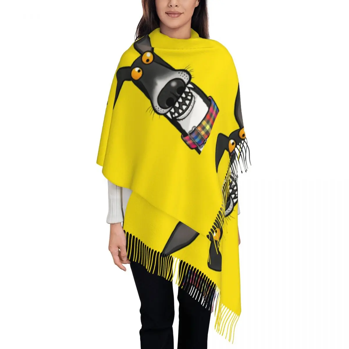 Teefs Sjaal Wrap Voor Vrouwen Warm Grote Lange Sjaal Windhond Whippet Windhond Hond Hond Pashminas Kwastje Sjaals