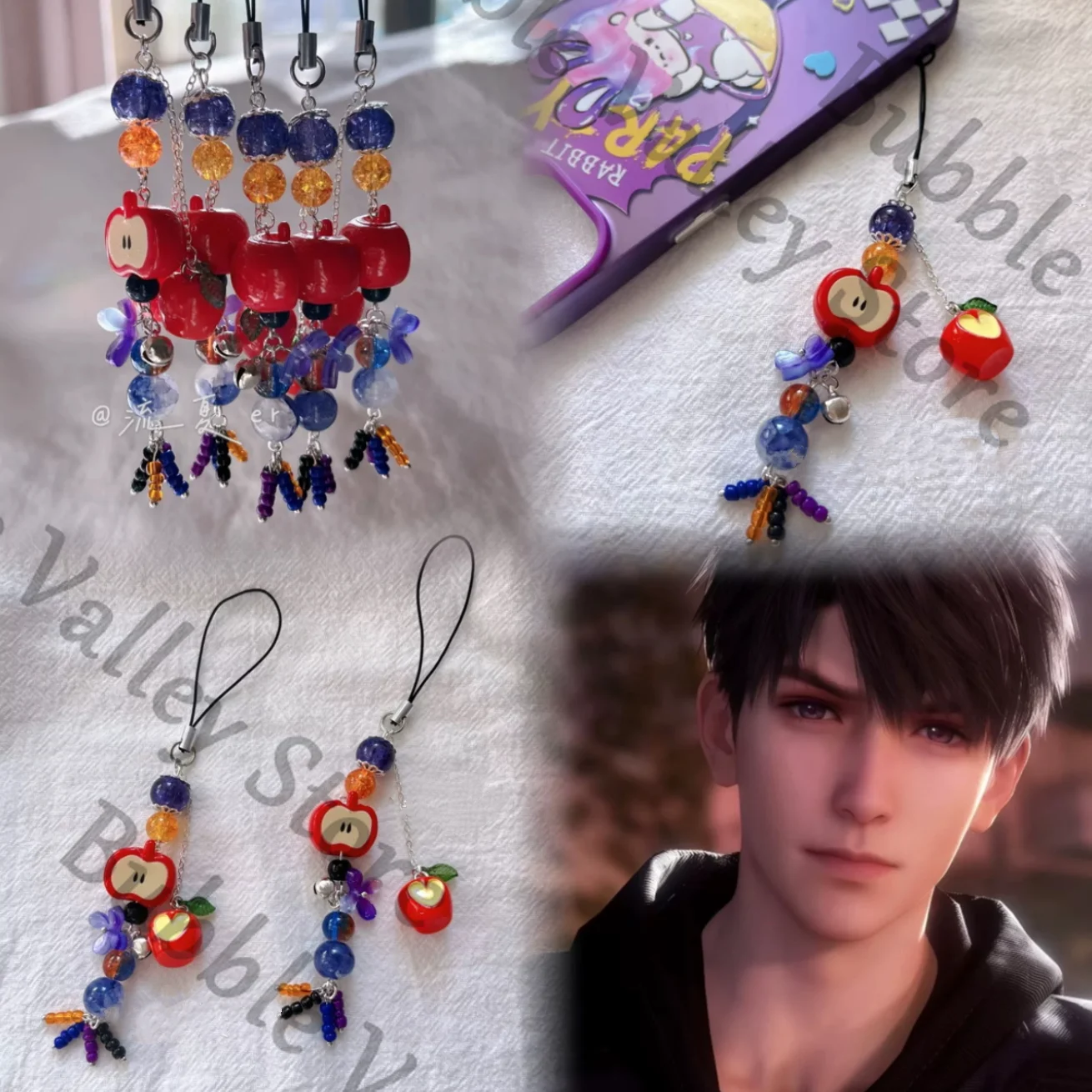 

Anime Love and Deepspace Caleb Cosplay Handmade Beaded Phone Chain Cartoon Phones Strap Bag Charm Pendant Decoration Gift