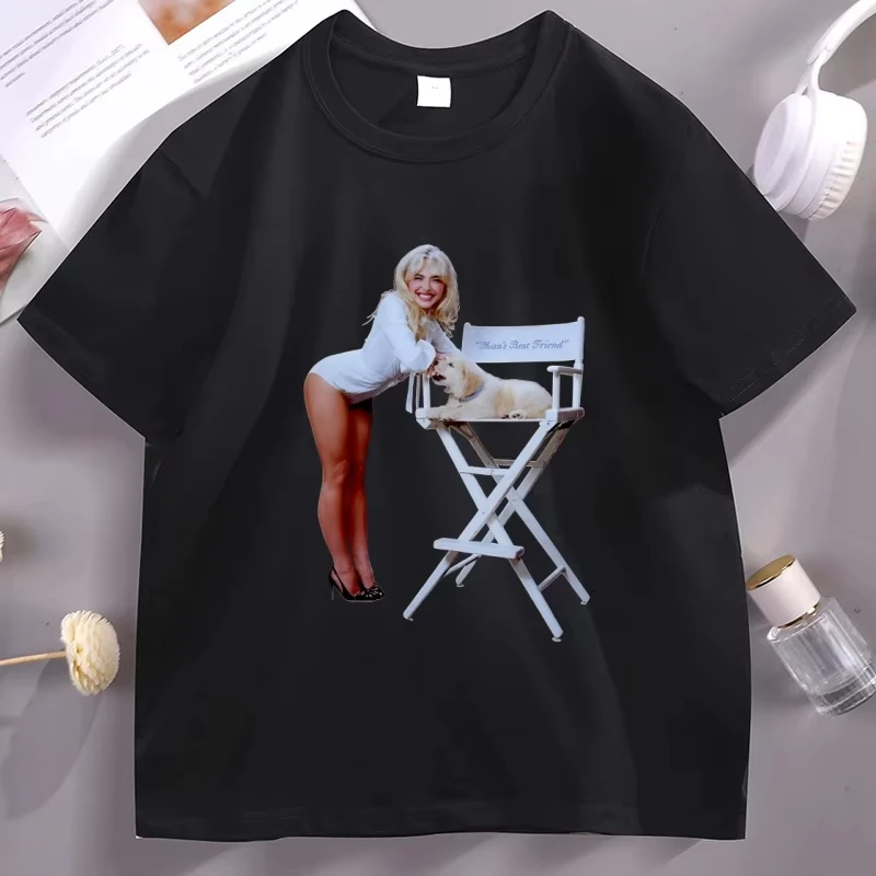 Sabrina Carpenter Man's Best Friend Graphic T Shirts Man Woman Short Sleeve Round Neck T-shirt Fashion Streetwear Clothing Tops