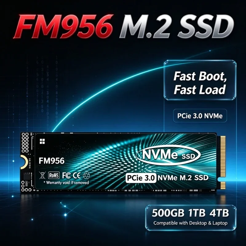 FM956 M.2 2280 NVMe PCIe3.0 SSD Original 500GB 1TB 2TB 4TB Fast Internal Solid State Disk Storage For Laptop Desktop Computer