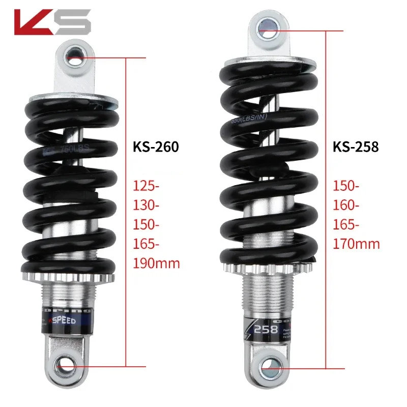 KS Spring Damper Mountain Bike Rear Shocks 120-190mm Folding Bicycle Electric Scooter Shock Absorber