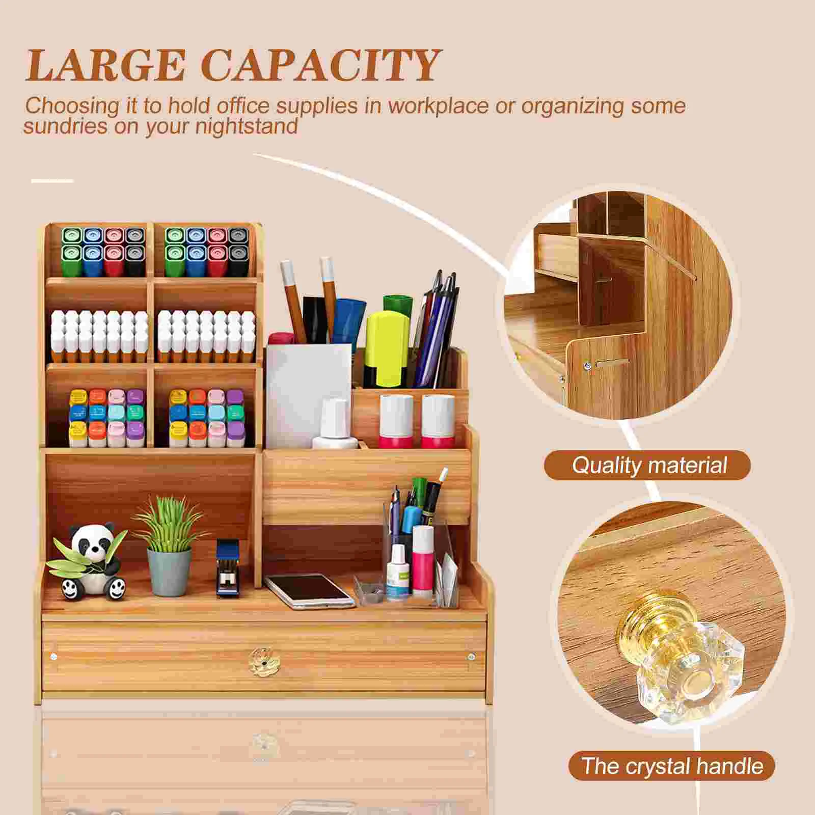 Wear-resistant Pencil Organizer Child Desk Na Holder Office Supplies Student Supply Children Light Brown Accessory