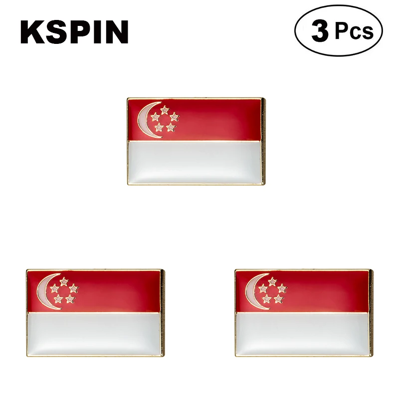 Singapore Rectangular 22*15mm Lapel Pin Brooches Pins Flag badge Brooch Badges