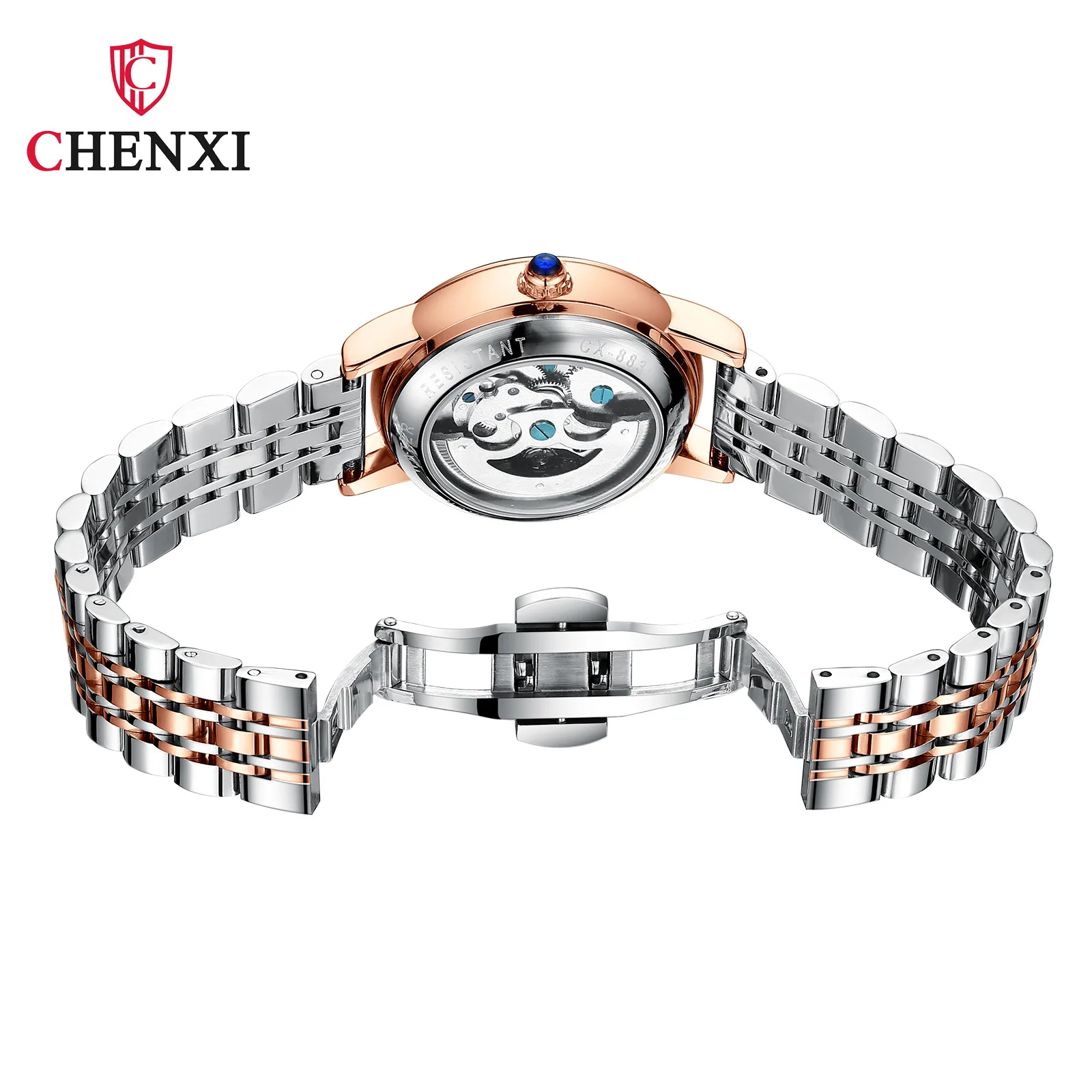 New Fashion Luminous Waterproof Watch Women's Solid Steel Belt Hollow Automatic Mechanical Watch Watch