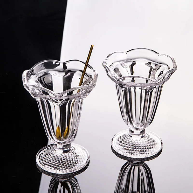 2pcs Set 205ml Transparent Ice Cream Cup Restaurant Versatile Cocktail Glass Dessert Salad Pudding Cold Drink Cups Perfect Gifts