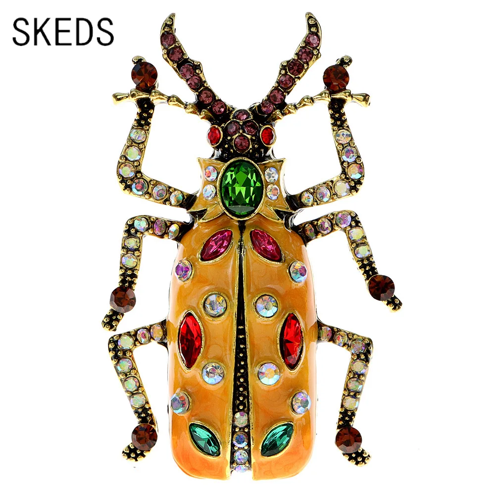 

SKEDS New Arrival 2023 Women Men Exquisite Enamel Beetle Pins Brooches Fashion Unisex Suit Clothing Insect Badges Brooch Pin