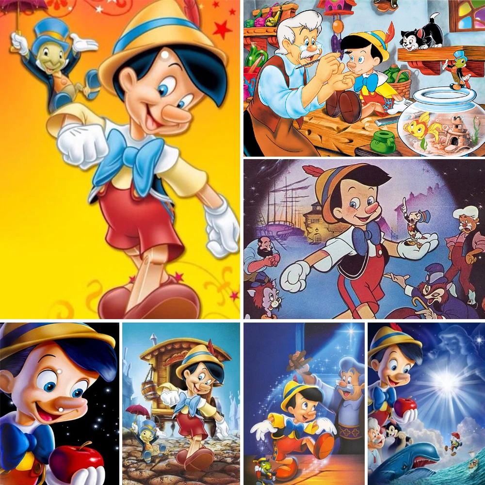 Disney Anime Diamond Painting Pinocchio Diamond Embroidery Cartoon Character Full Square / Round Rhinestone Painting Home Decor