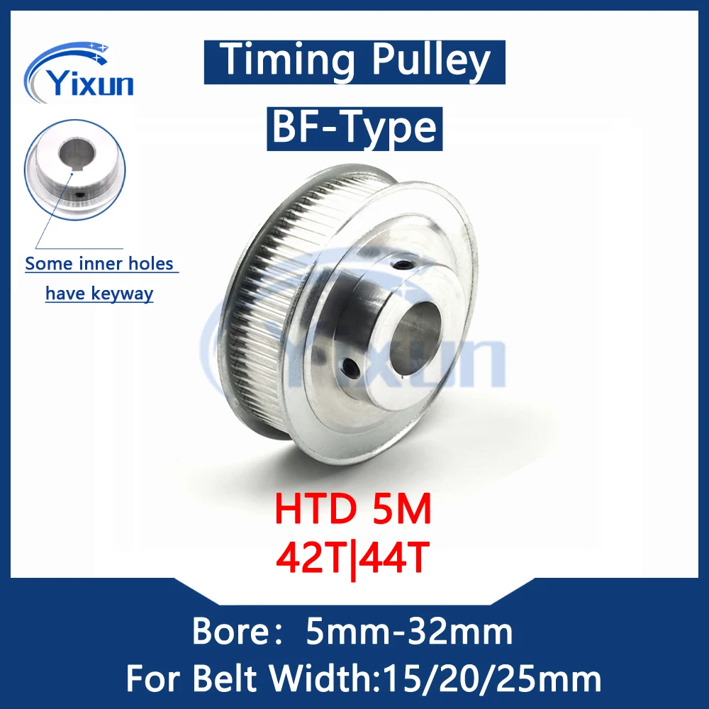 HTD 5M 42T 44 Teeth Timing Pulley Bore 5mm-32mm For Belt Width 15mm-25mm HTD 5M Keyway Synchronous Wheel 5M Drive Belt Gear CNC