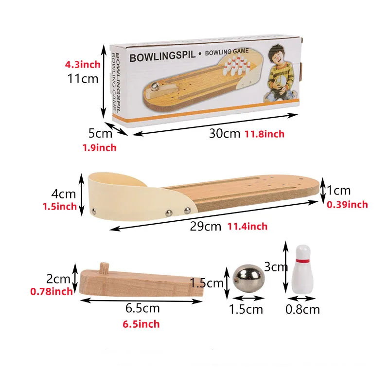 어린이 볼링 보드 스포츠 게임 나무 장난감, 미니 볼링 공, 유아 부모-자녀 상호 작용 재미있는 장난감, 생일 선물