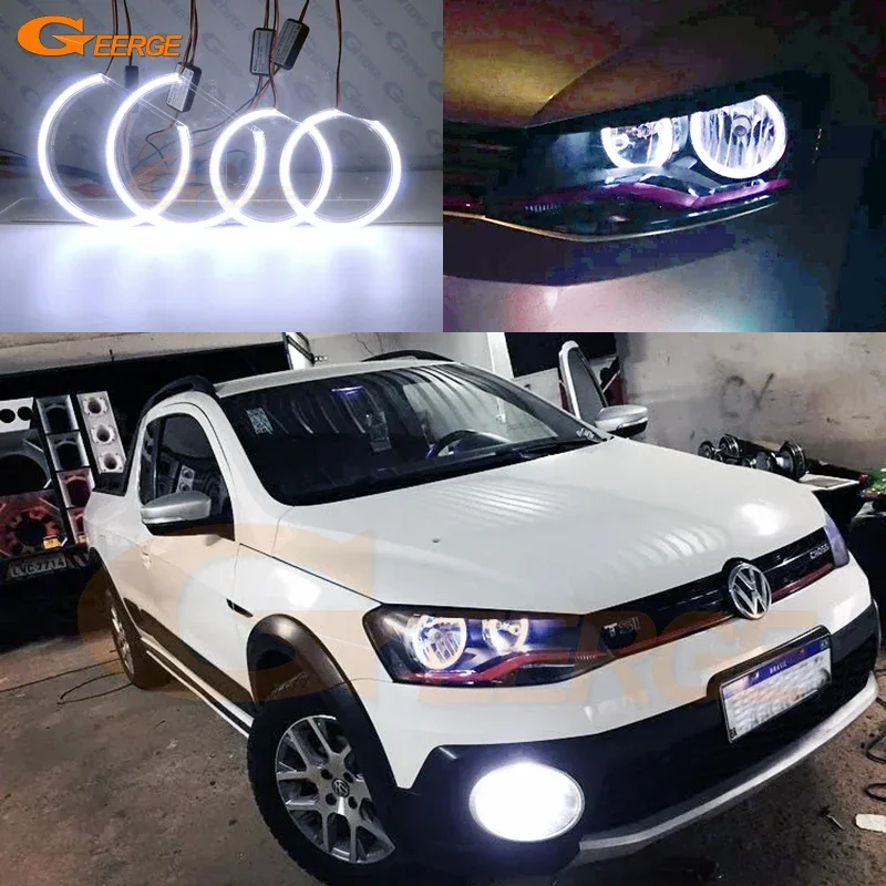 

For Volkswagen VW Fox Crossfox 2010 2011 2012 2013 2014 Excellent DRL Ultra Bright COB Led Angel Eyes Kit Halo Rings