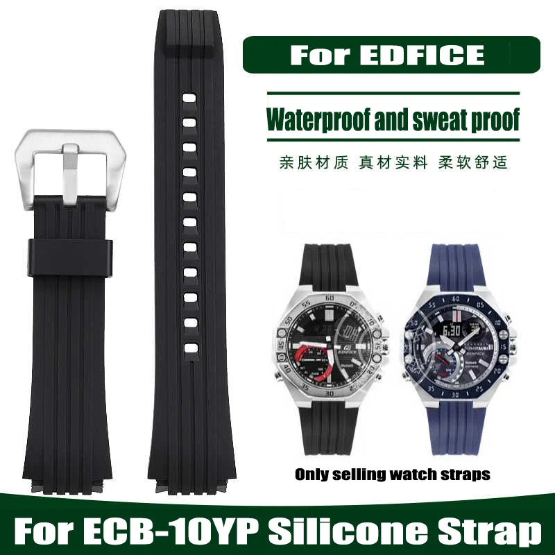 For Casio EDIFICE ECB-10YP ECB-950 Waterproof silicone Watch strap octagonal Rubber Watchband 20mm Convex mouth Men's Bracelet