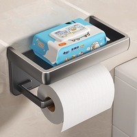 Aluminum Alloy Toilet Paper Holder Wall Mount WC Storage Organizer Roll Paper Phone Shelf Holder Bathroom Accessories