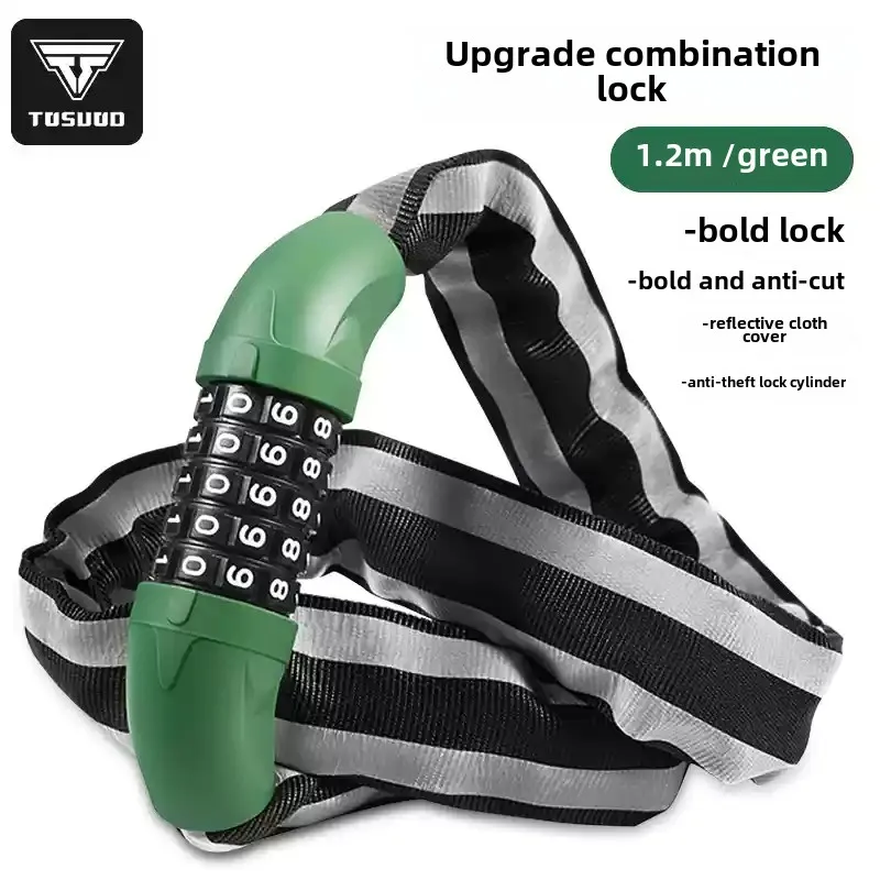 

TOSUOD 90-150cm bicycle chain password lock safe 5-digit combination anti-theft bicycle and motorcycle lock accessories