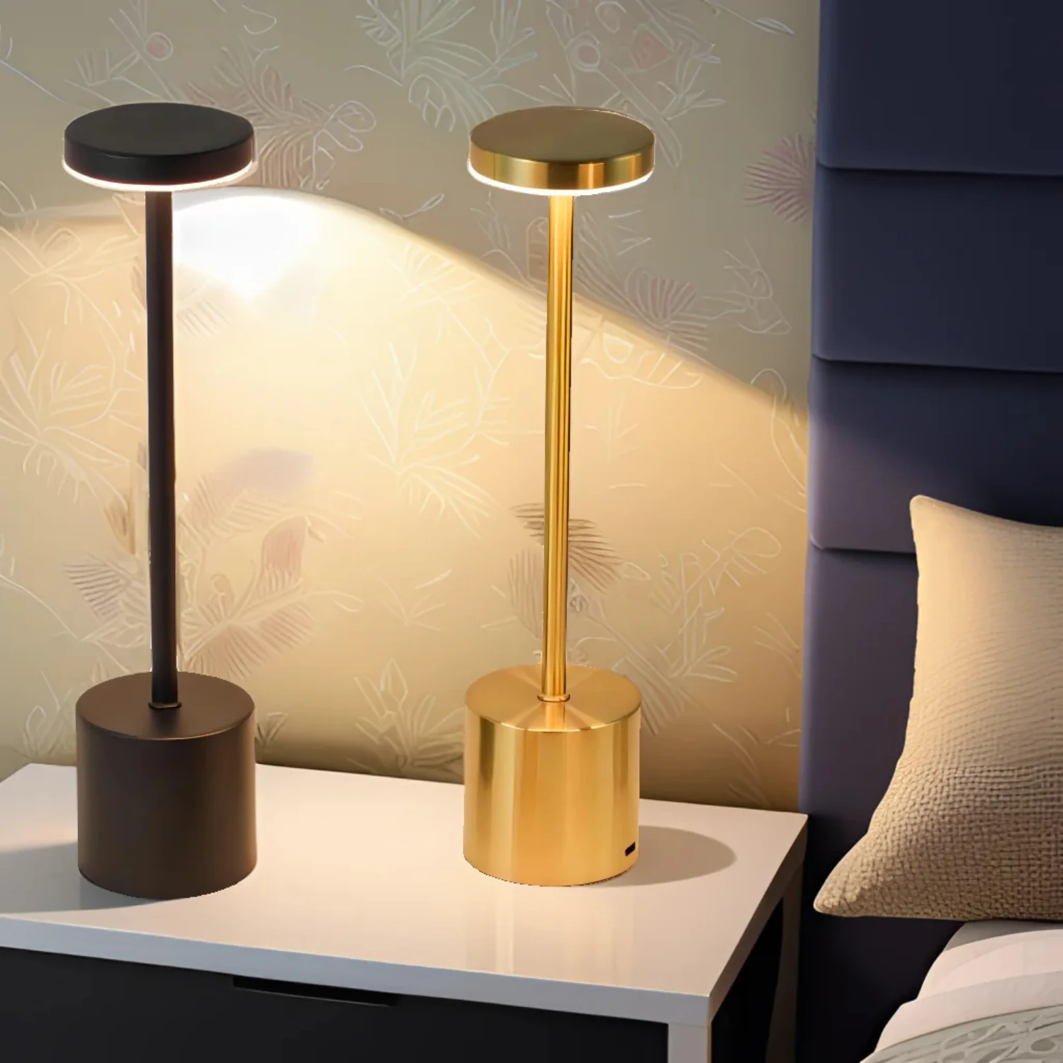 

New USB Rechargeable Led Night Light Desk Lamps 3 Color Metal Table Lamp Bedside Outdoor Dining Written Lights Room Decor Gift