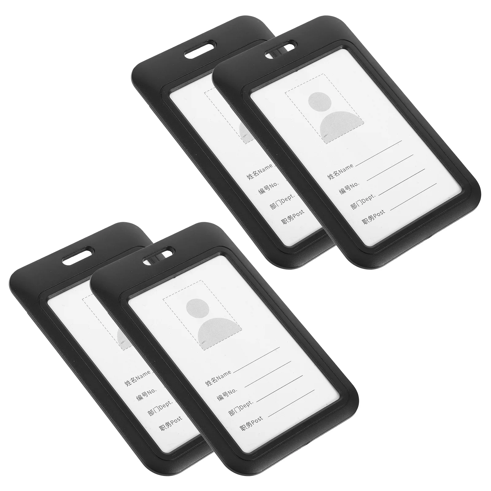 

4 Pcs Card Holder Name Badge Holders Badge Protector Black Abs Multi Capacity Clear Front Window Plastic Student