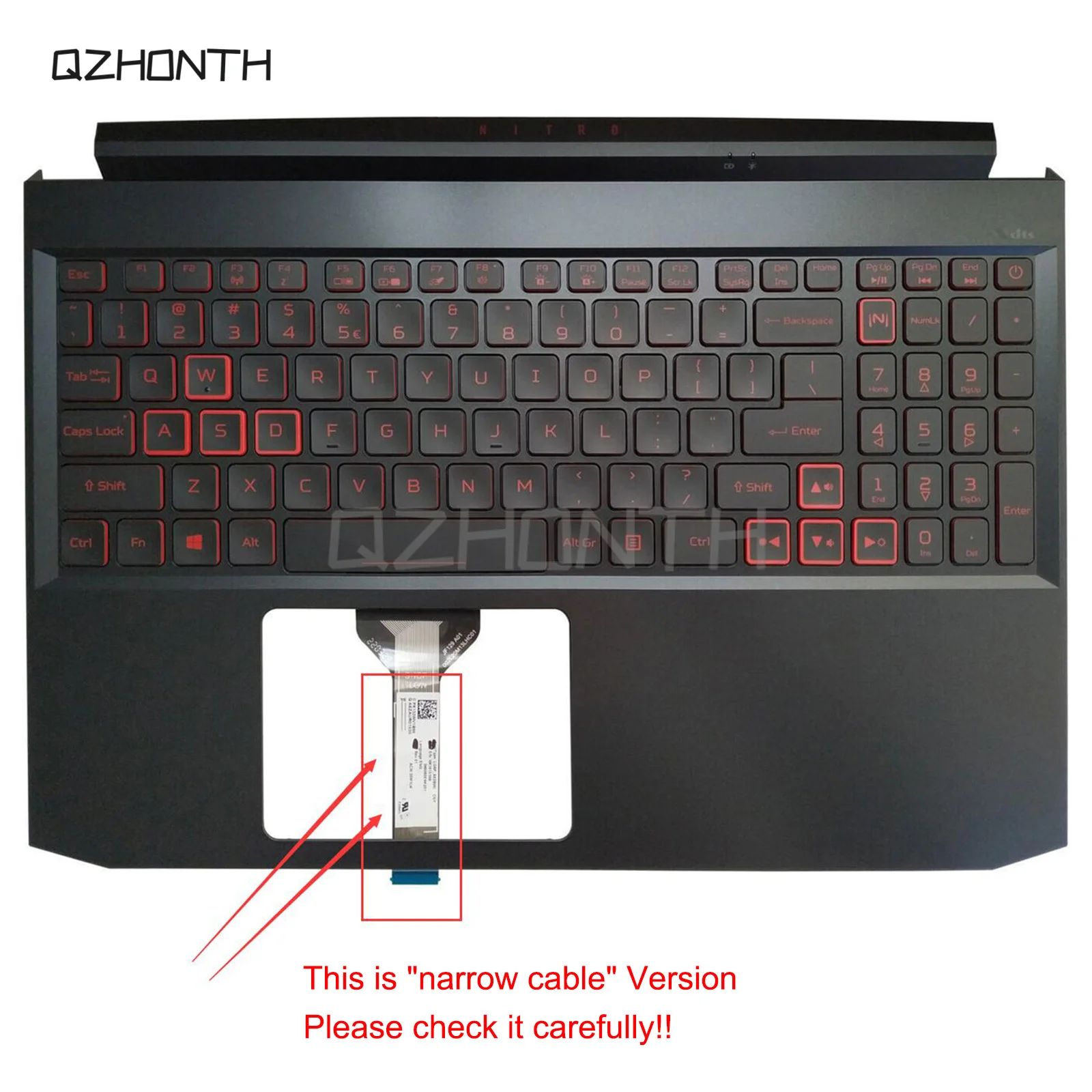 

New For Acer Nitro 5 AN515-55 AN515-57 Palmrest w/ Backlit Keyboard 6B.QAMN2.001 15.6"