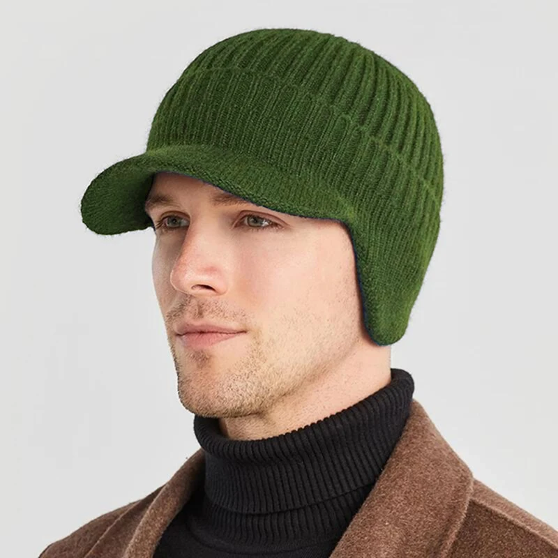 Gorros de punto con orejera para hombre, gorro cálido de lana con orejera, para ciclismo al aire libre, Invierno